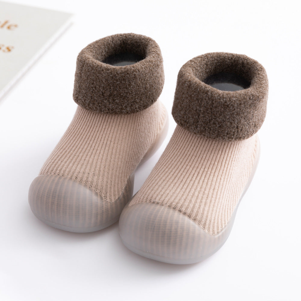 Floor socks children's fall/winter indoor non-slip plus velvet thickening toddler socks shoes baby floor shoes DW821