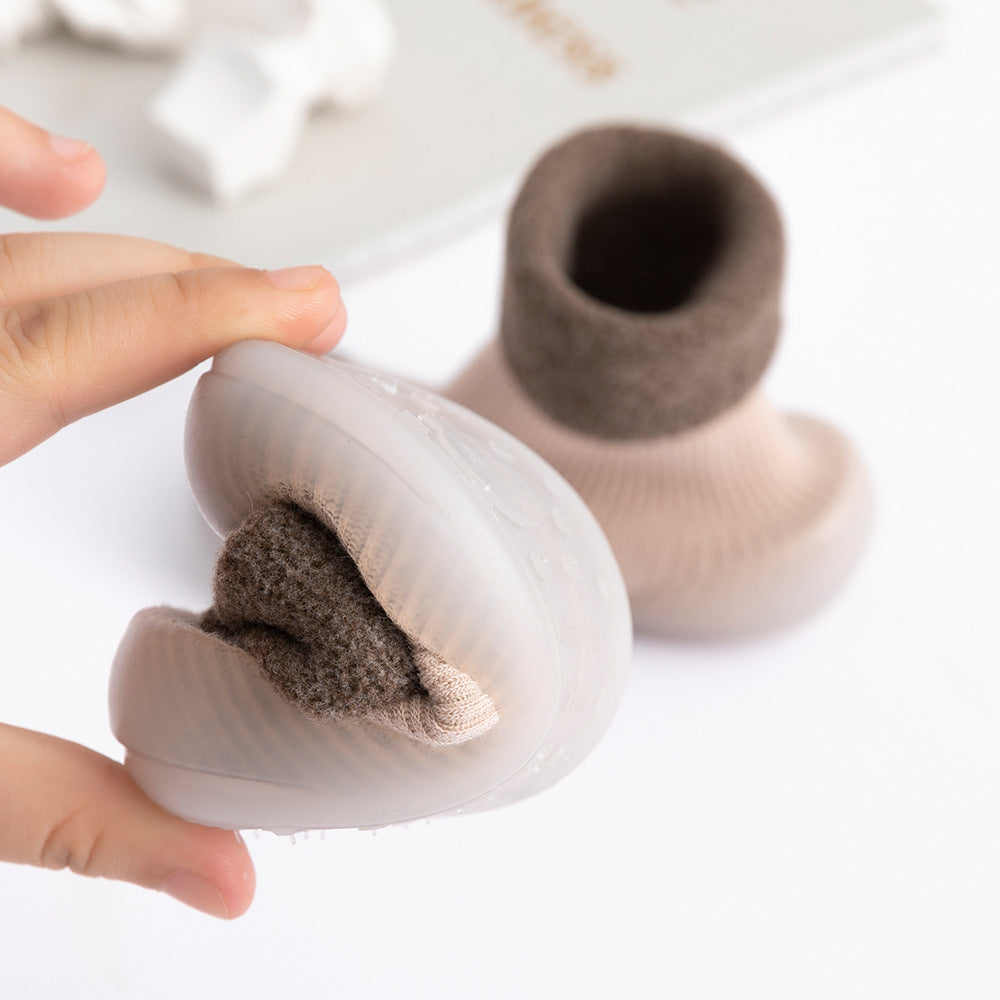 Floor socks children's fall/winter indoor non-slip plus velvet thickening toddler socks shoes baby floor shoes DW821