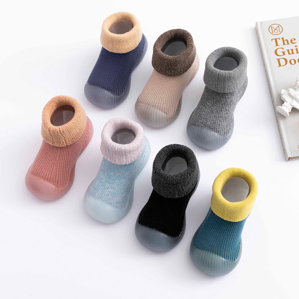 Floor socks children's fall/winter indoor non-slip plus velvet thickening toddler socks shoes baby floor shoes DW821