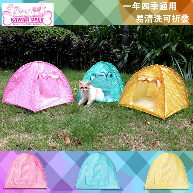 Foreign trade export foldable pet tent puppy cat house cat toy house mosquito proof cat nest polka dot tent