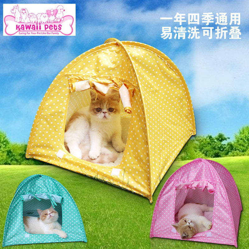 Foreign trade export foldable pet tent puppy cat house cat toy house mosquito proof cat nest polka dot tent