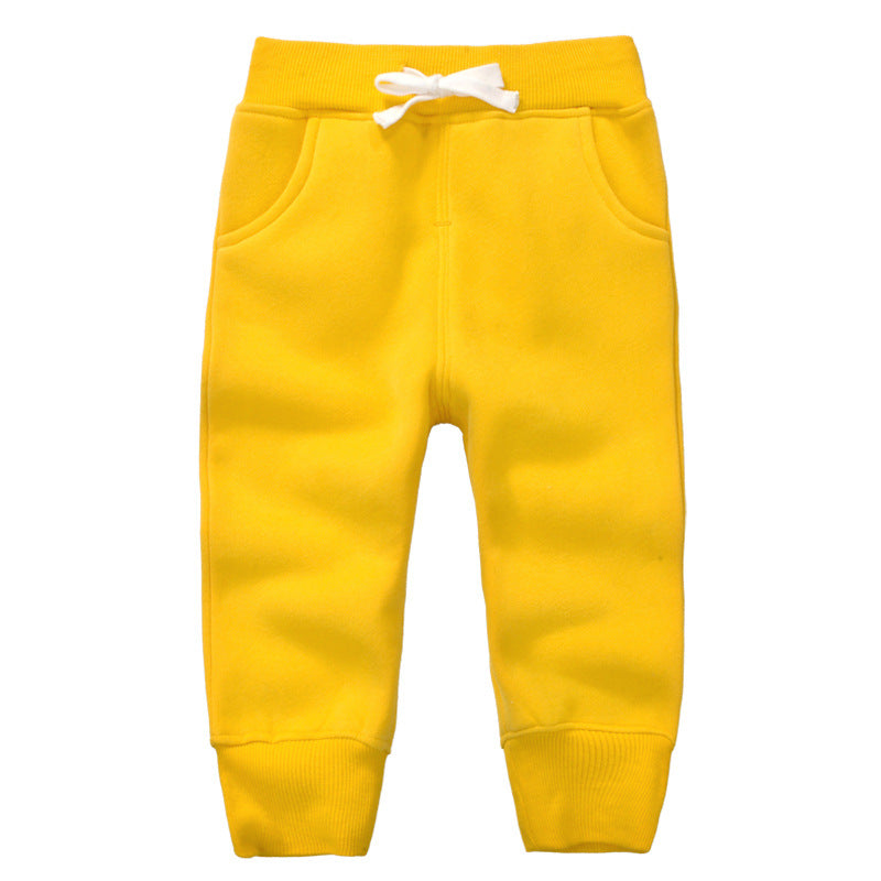 momscare children's clothing boys and girls winter plus velvet pants children's cotton pants baby sports pants thickened warm pants