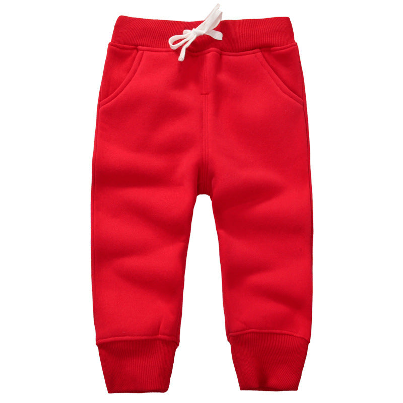 momscare children's clothing boys and girls winter plus velvet pants children's cotton pants baby sports pants thickened warm pants