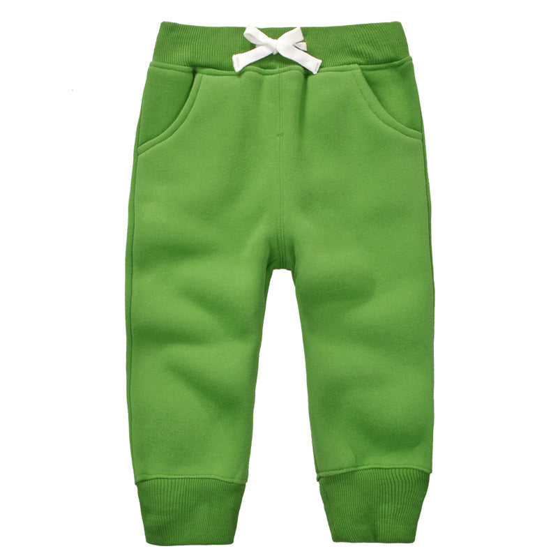 momscare children's clothing boys and girls winter plus velvet pants children's cotton pants baby sports pants thickened warm pants