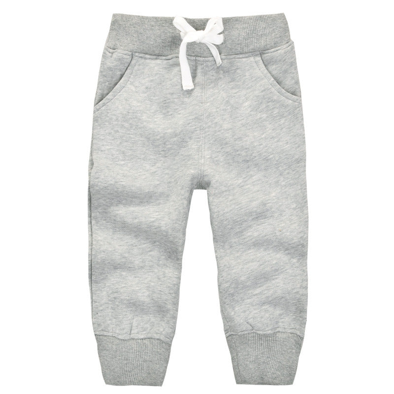 momscare children's clothing boys and girls winter plus velvet pants children's cotton pants baby sports pants thickened warm pants