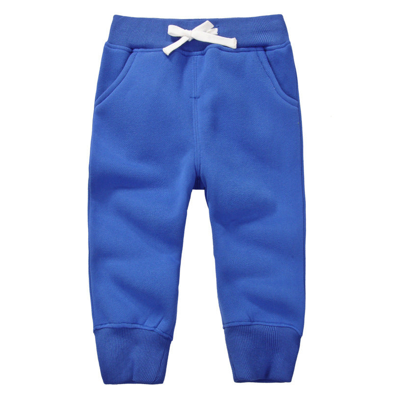 momscare children's clothing boys and girls winter plus velvet pants children's cotton pants baby sports pants thickened warm pants