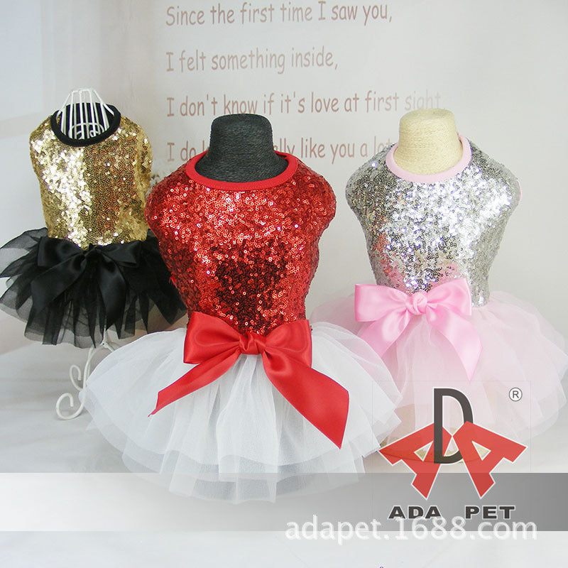 Pet clothing dog clothes pet skirt pet sequin skirt fashion bow skirt