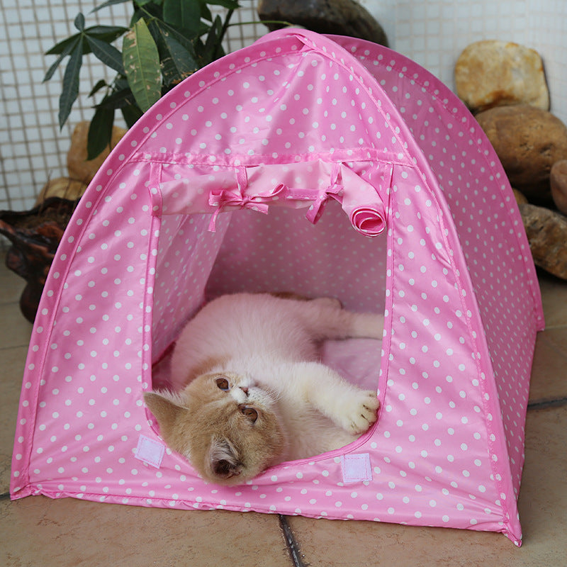 Foreign trade export foldable pet tent puppy cat house cat toy house mosquito proof cat nest polka dot tent