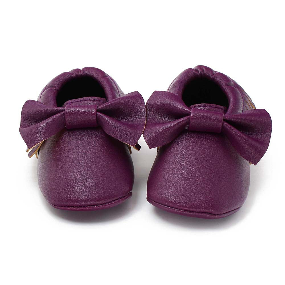 Same style for Xiaoqi! Bowknot PU texture handmade soft bottom tassel toddler shoes baby shoes original single spring and autumn