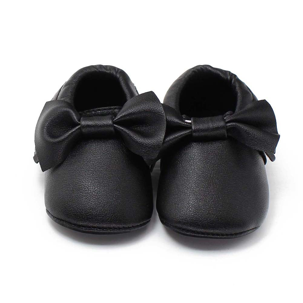 Same style for Xiaoqi! Bowknot PU texture handmade soft bottom tassel toddler shoes baby shoes original single spring and autumn