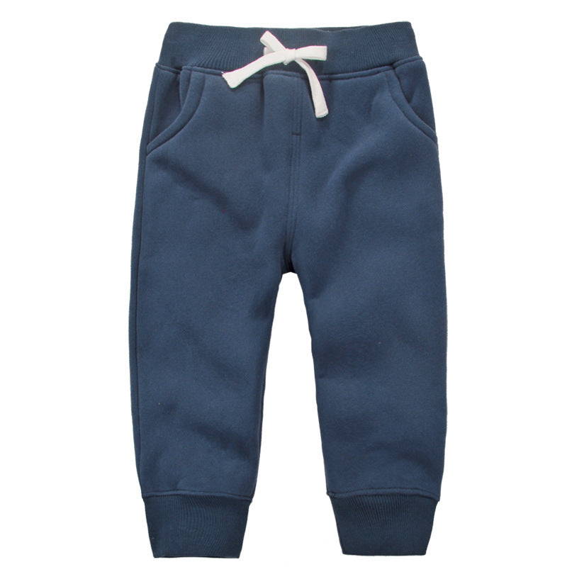 momscare children's clothing boys and girls winter plus velvet pants children's cotton pants baby sports pants thickened warm pants