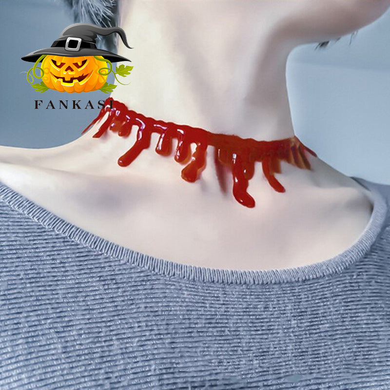 Halloween decoration horror vampire dark blood necklace KTV haunted house creative personalized bleeding necklace
