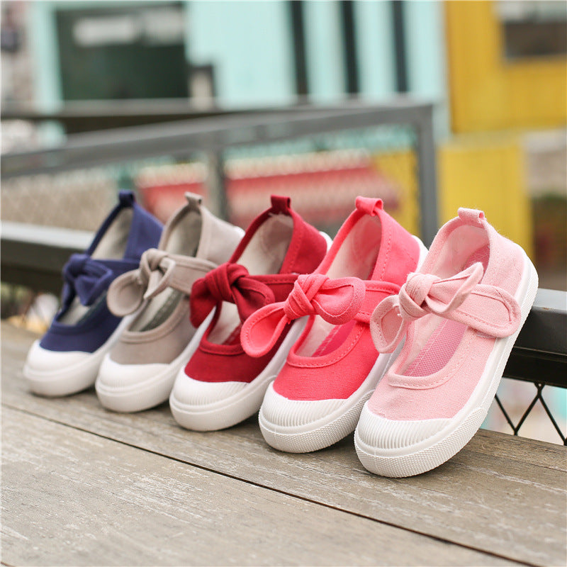 Korean fashion children's shoes children's canvas shoes bow baby shoes princess shoes girls casual shoes 2020 spring and autumn