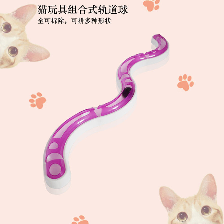 Changeable combination DIY pet track rotating ball combination track turntable cat puzzle game toy racing track