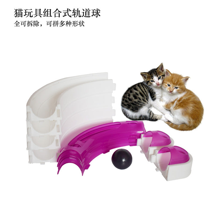 Changeable combination DIY pet track rotating ball combination track turntable cat puzzle game toy racing track