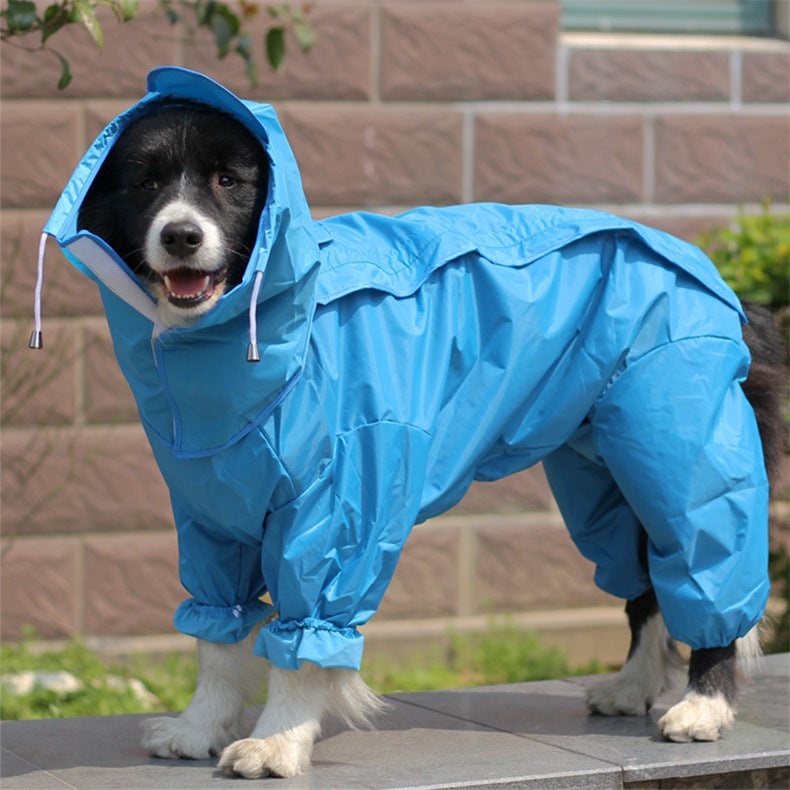 Dog raincoat all-inclusive open belly medium and large dog Teddy Bichon Golden Retriever Satsuma pet Siamese four-legged clothes