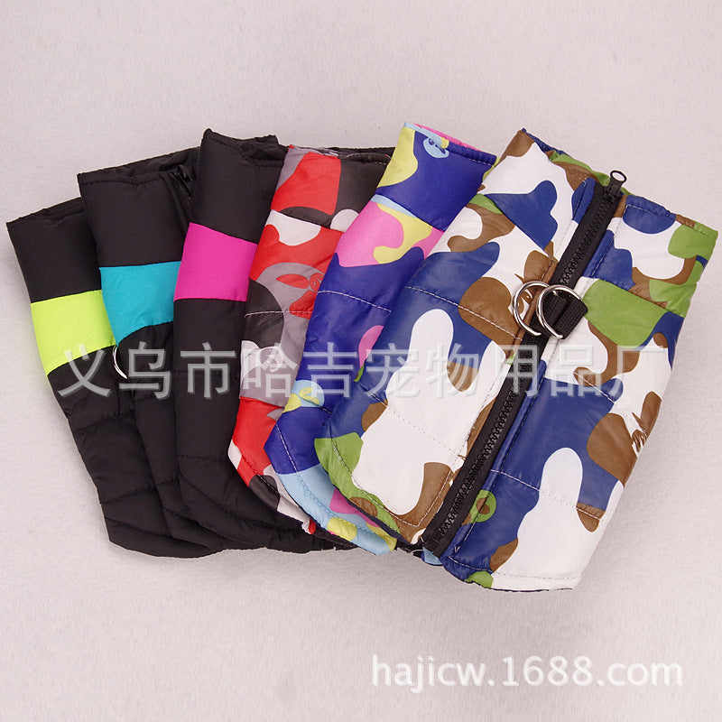 New cross-border pet supplies autumn and winter dog cotton clothes plus velvet thick warm vest ski suit manufacturers wholesale
