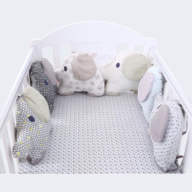 Cross-border spot cotton elephant crib surround with ties crib surround safety protection baby products foreign trade