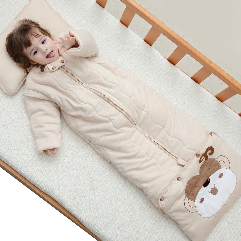 Baby sleeping bag autumn and winter pure cotton baby blanket colored cotton newborn autumn and winter thickened blanket swaddle bag