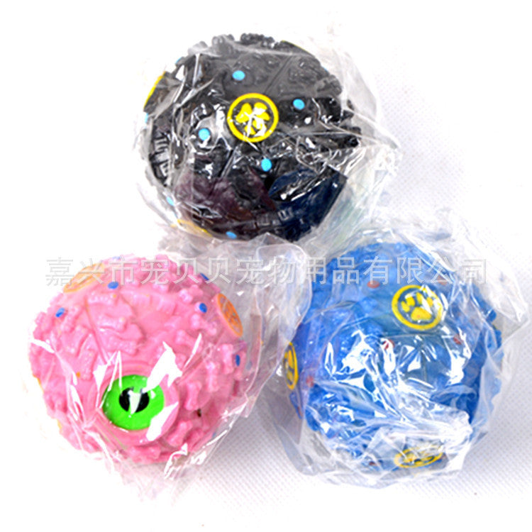 Food leaking ball dog food ball colorful weird sound grinding teeth resistant to bite rocking sound toy educational cross-border pet supplies