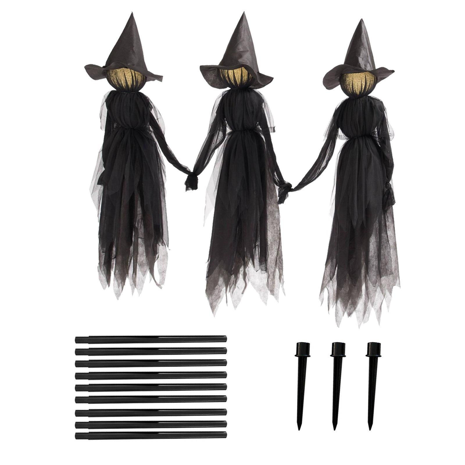 Cross-border original Halloween witch colorful voice-controlled hand-held decoration haunted house party layout props induction clothes