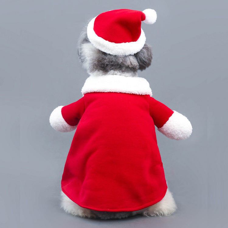 New winter pet transformation outfit funny three-dimensional dog Christmas clothes Santa Claus dog standing outfit spot