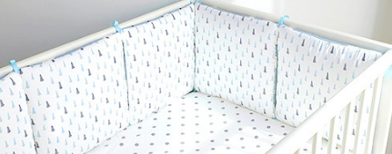 Baby crib surround ins new cartoon embroidery pure cotton anti-collision free combination gauze bed back baby bedding