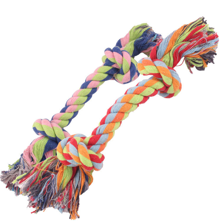 Pet dog toy chew rope braided double knot cotton rope toy chew-resistant teeth grinding large and small pet supplies manufacturers wholesale