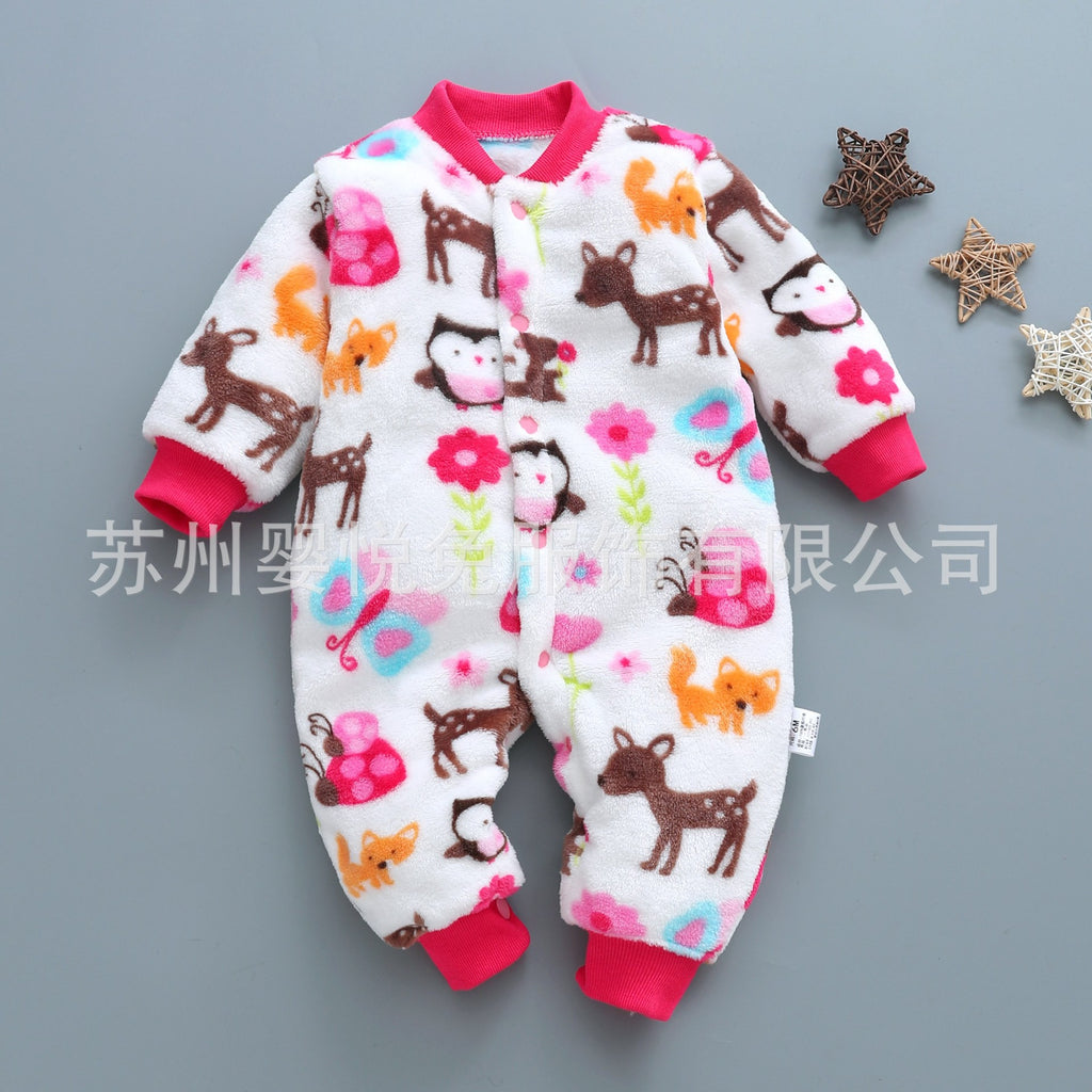 Baby one-piece pajamas spring, autumn and winter models thickened romper 0-1-2 years old male and female baby climbing suit newborn clothes