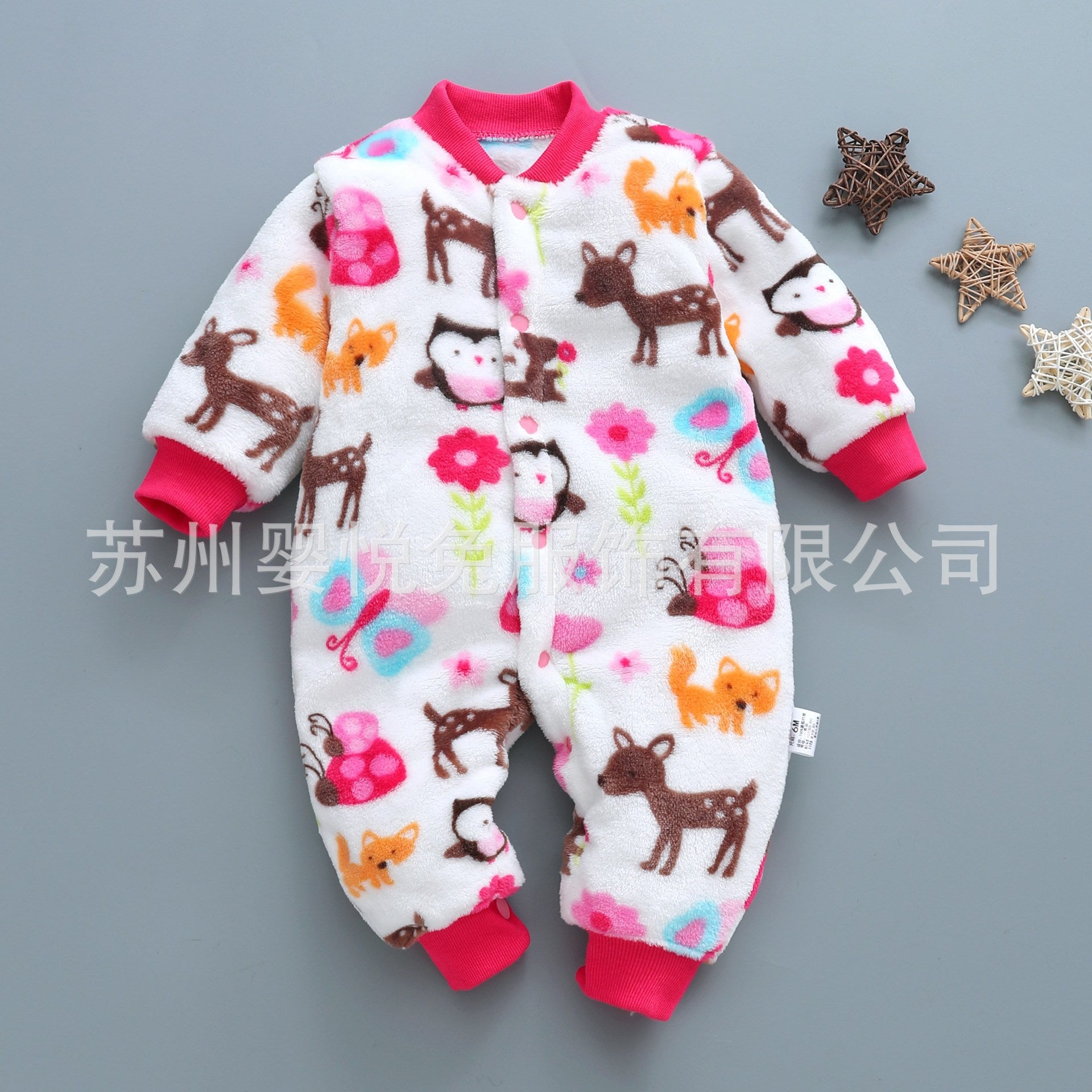 Baby one-piece pajamas spring, autumn and winter models thickened romper 0-1-2 years old male and female baby climbing suit newborn clothes