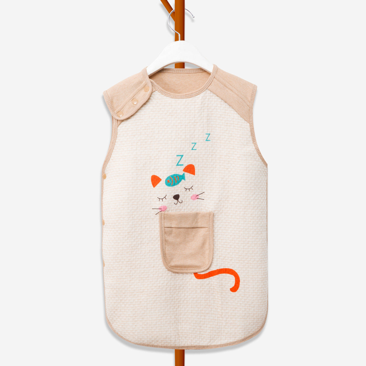 PuPumi Four Seasons Colored Cotton Jacquard Warm Sleeping Bag for Newborn Baby Anti-Kick Vest Air Conditioning Blanket Sleeveless