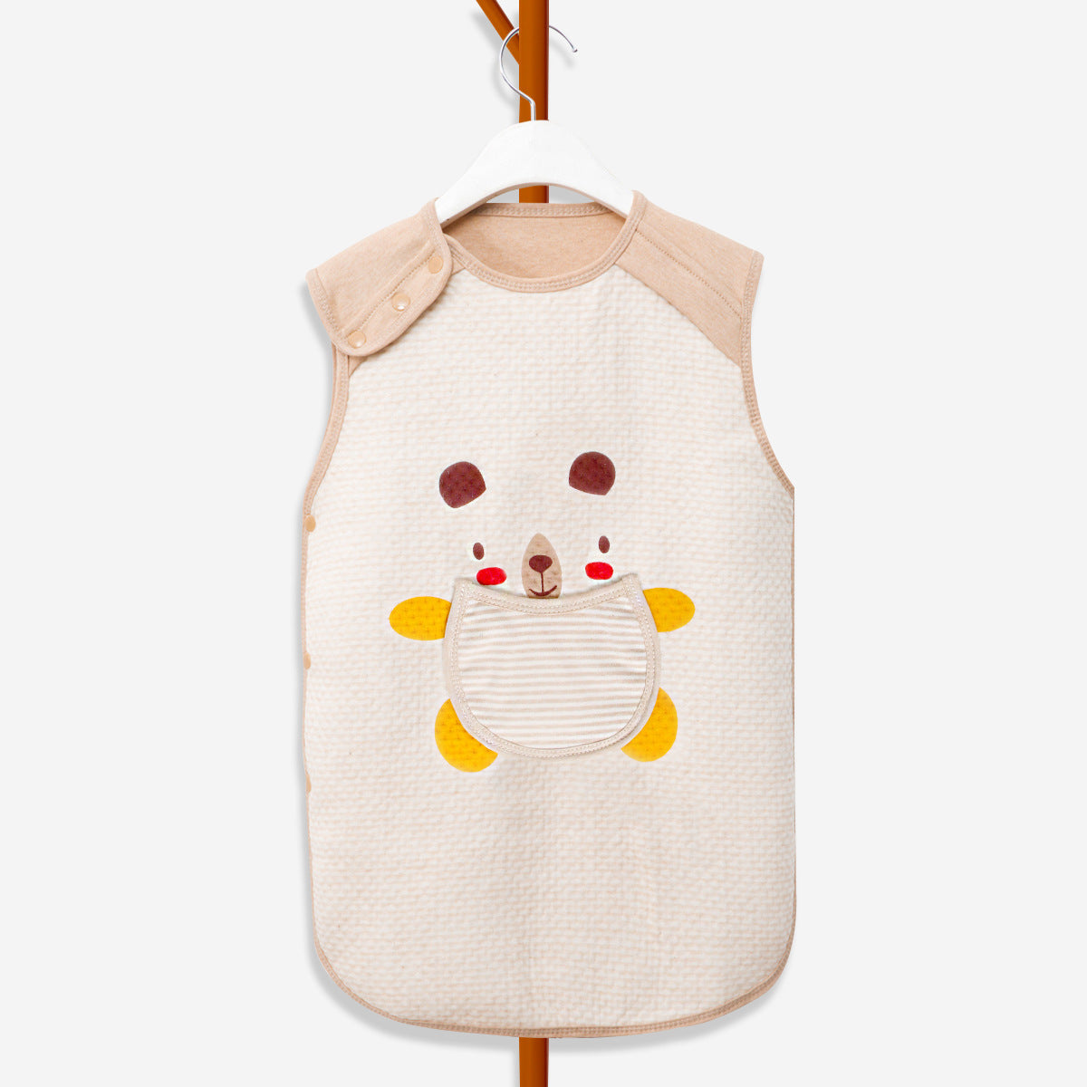 PuPumi Four Seasons Colored Cotton Jacquard Warm Sleeping Bag for Newborn Baby Anti-Kick Vest Air Conditioning Blanket Sleeveless