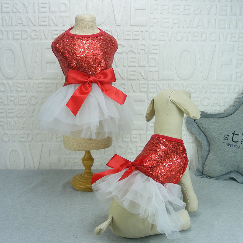 Pet clothing dog clothes pet skirt pet sequin skirt fashion bow skirt