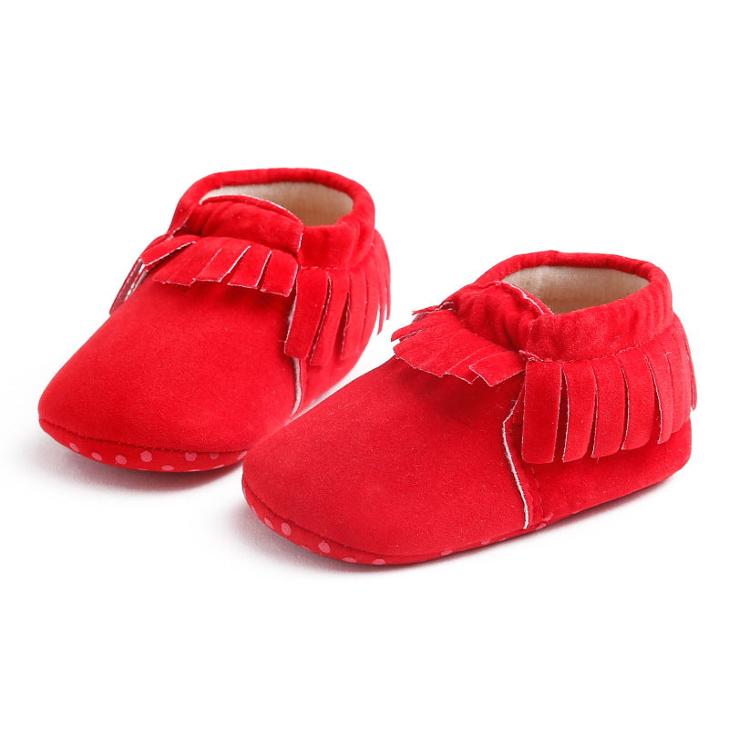 0-1 year old female baby shoes soft sole tassel set foot baby toddler shoes