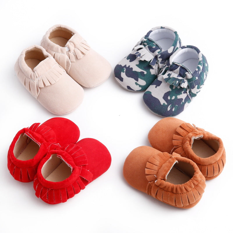 0-1 year old female baby shoes soft sole tassel set foot baby toddler shoes