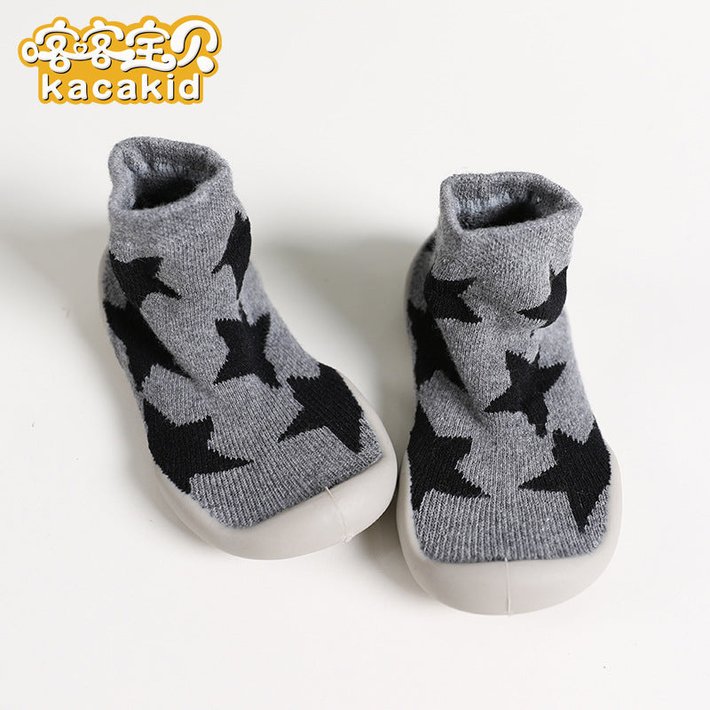 Anti-slip children's indoor shoes, baby floor shoes, outdoor rubber-soled children's shoes, toddler shoes, terry winter shoes and socks