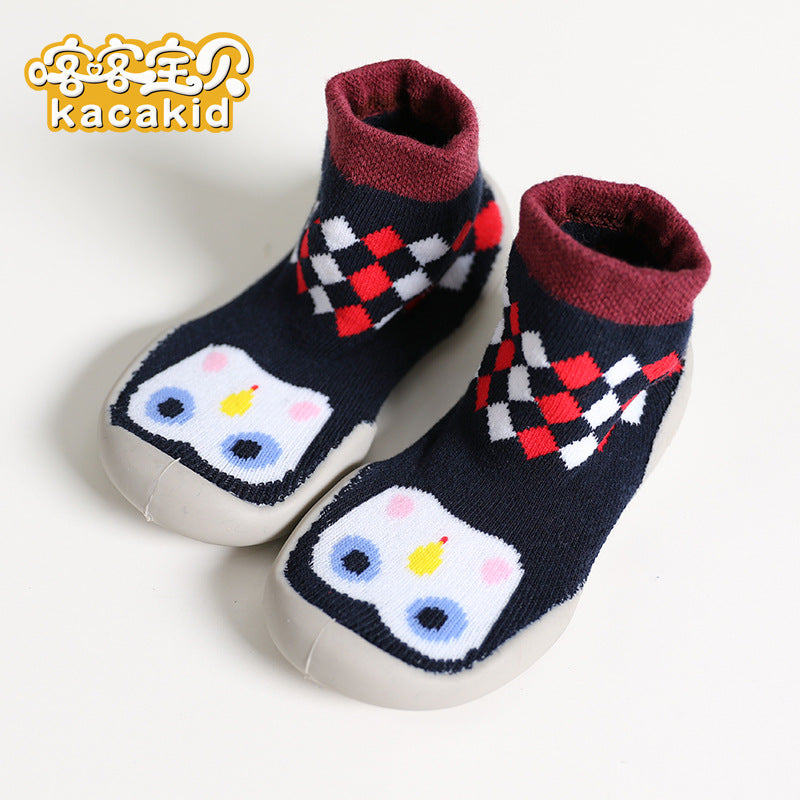 Anti-slip children's indoor shoes, baby floor shoes, outdoor rubber-soled children's shoes, toddler shoes, terry winter shoes and socks