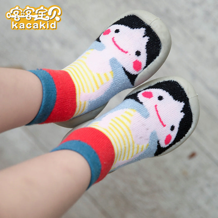 Anti-slip children's indoor shoes, baby floor shoes, outdoor rubber-soled children's shoes, toddler shoes, terry winter shoes and socks
