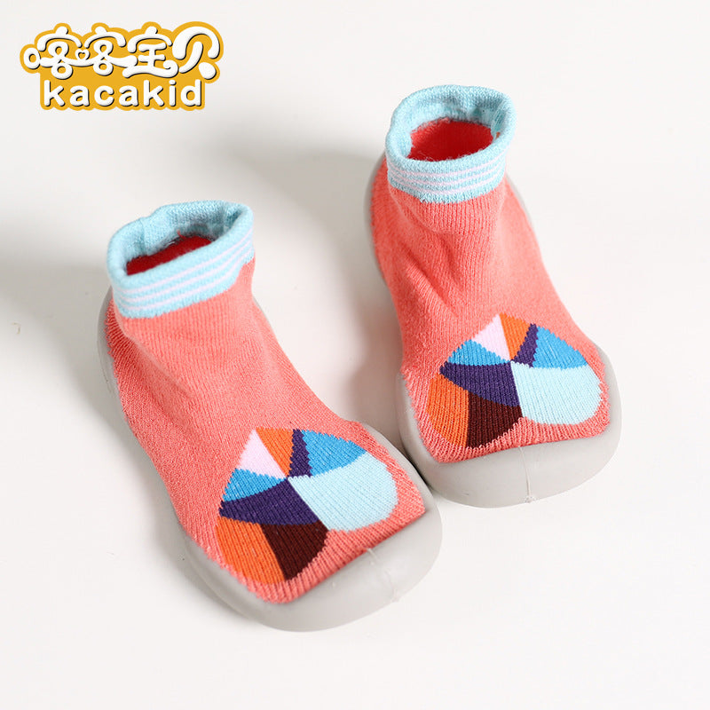 Anti-slip children's indoor shoes, baby floor shoes, outdoor rubber-soled children's shoes, toddler shoes, terry winter shoes and socks