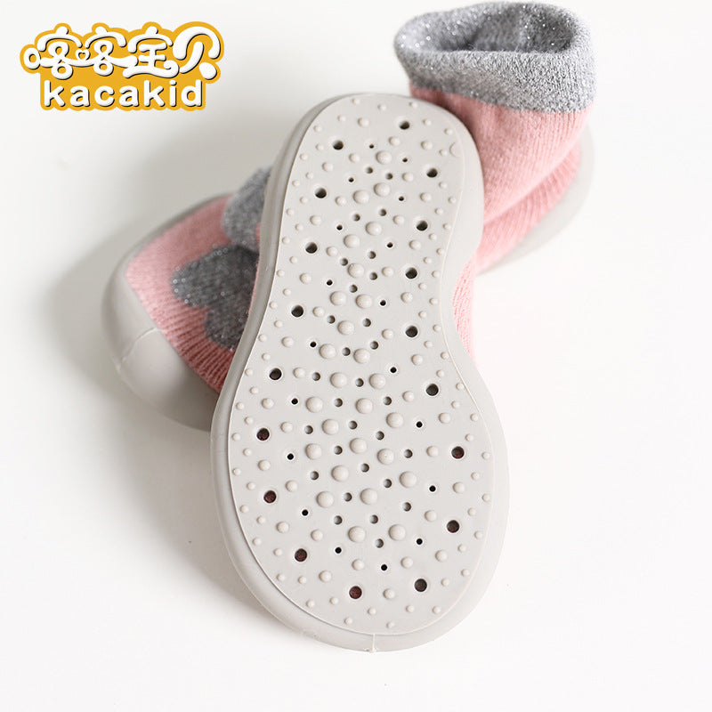 Anti-slip children's indoor shoes, baby floor shoes, outdoor rubber-soled children's shoes, toddler shoes, terry winter shoes and socks