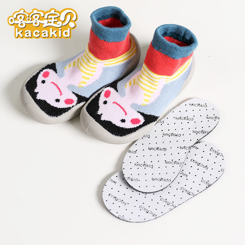 Anti-slip children's indoor shoes, baby floor shoes, outdoor rubber-soled children's shoes, toddler shoes, terry winter shoes and socks