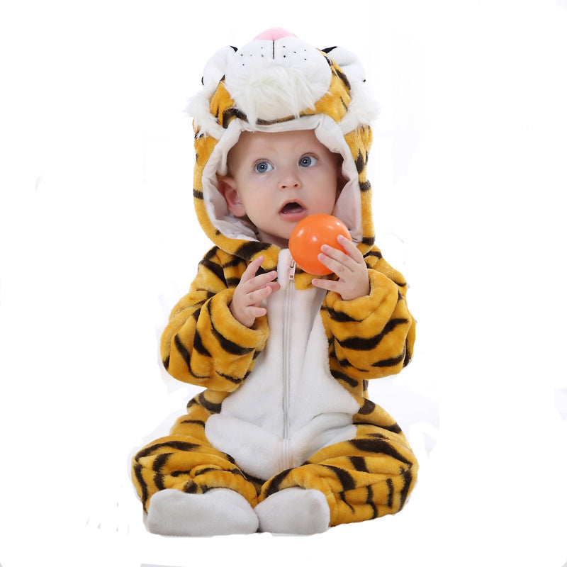 MICHLEY cross-border baby spring and autumn clothes infant and toddler jumpsuit flannel animal shape crawling clothes jumpsuit
