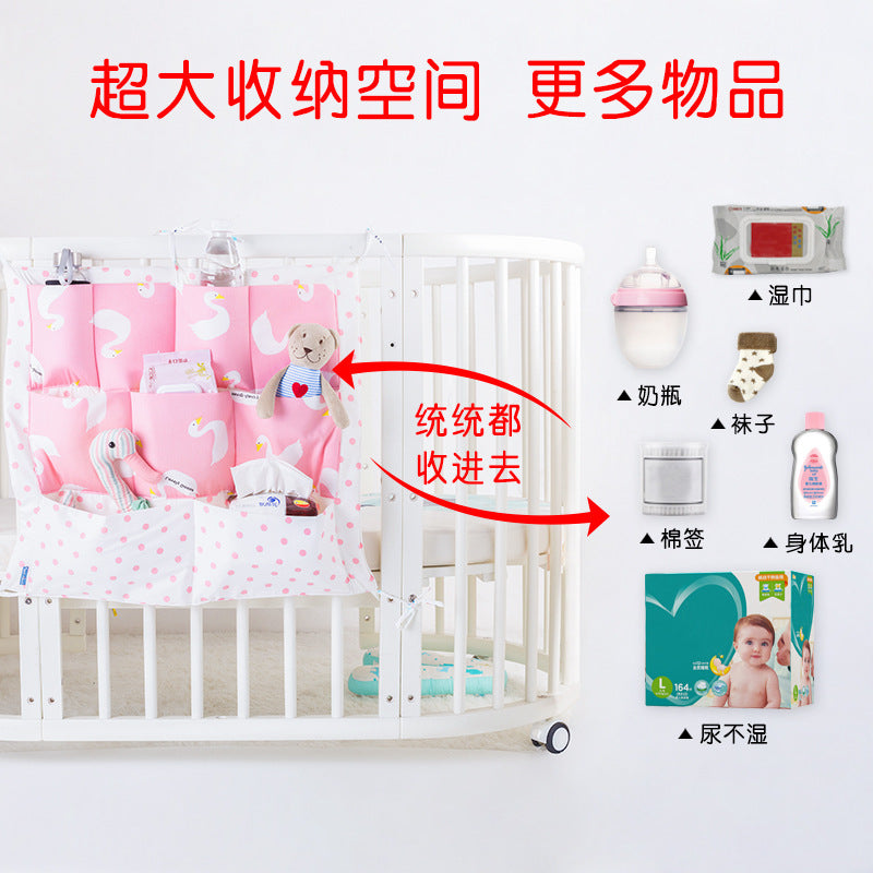 muslin tree multi-layer cotton crib storage bag cartoon multi-functional bedside baby diaper storage bag