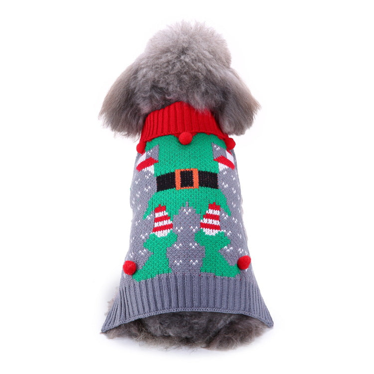 Cross-border pet dog clothes autumn cold-proof Christmas snowflake dog sweater winter warm Christmas sweater