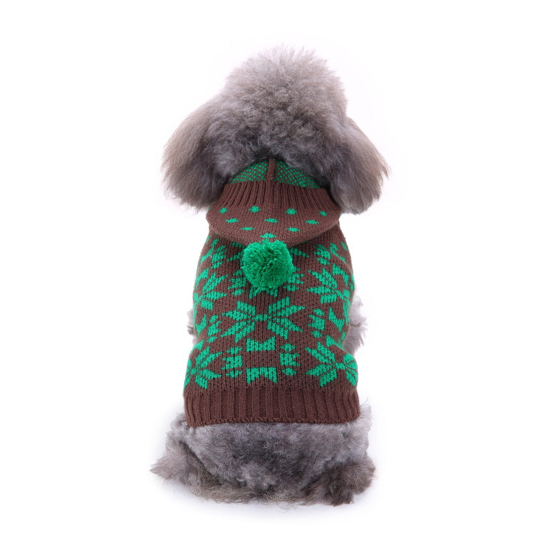 Cross-border pet dog clothes autumn cold-proof Christmas snowflake dog sweater winter warm Christmas sweater