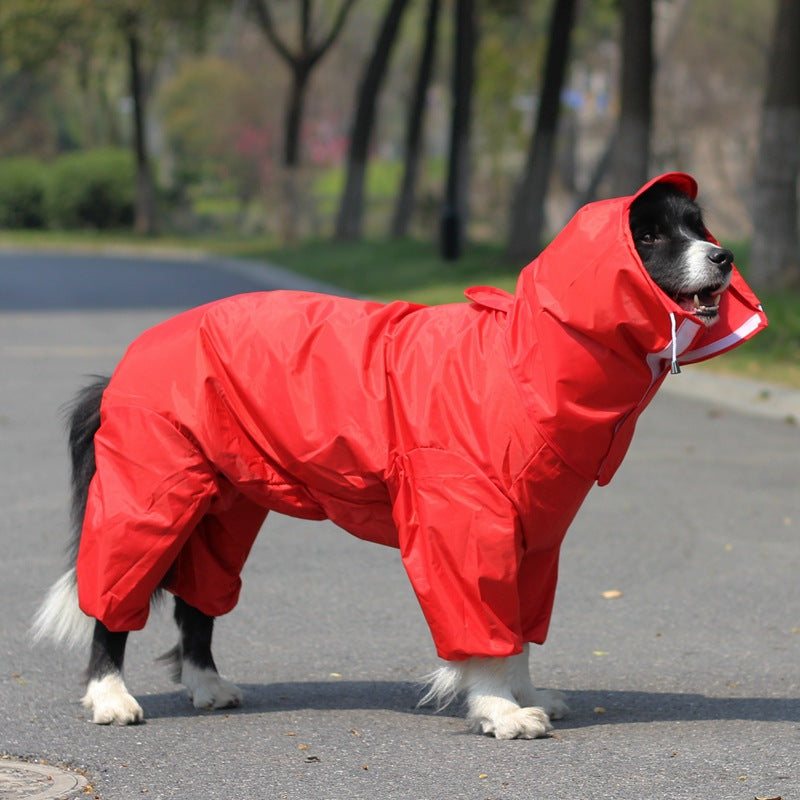 Dog raincoat all-inclusive open belly medium and large dog Teddy Bichon Golden Retriever Satsuma pet Siamese four-legged clothes