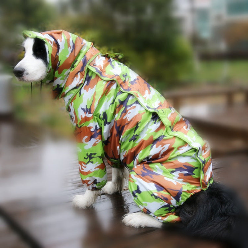Dog raincoat all-inclusive open belly medium and large dog Teddy Bichon Golden Retriever Satsuma pet Siamese four-legged clothes