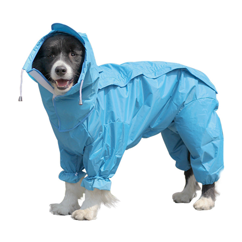 Dog raincoat all-inclusive open belly medium and large dog Teddy Bichon Golden Retriever Satsuma pet Siamese four-legged clothes