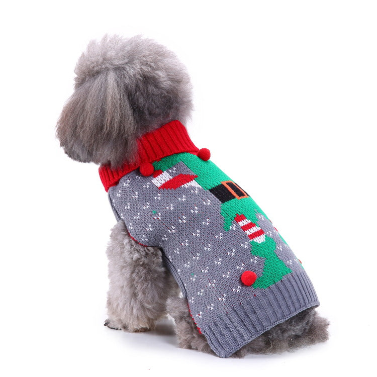 Cross-border pet dog clothes autumn cold-proof Christmas snowflake dog sweater winter warm Christmas sweater