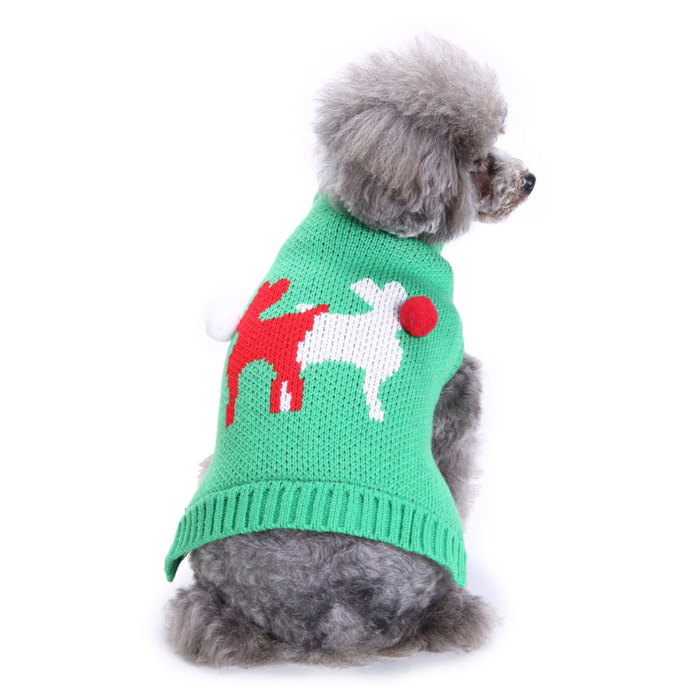 Cross-border pet dog clothes autumn cold-proof Christmas snowflake dog sweater winter warm Christmas sweater